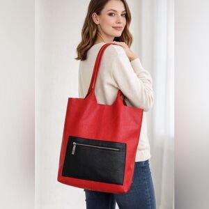 Hester van Eeghen Red Pebbled Leather Tote Minimalist Dutch Designer Bag